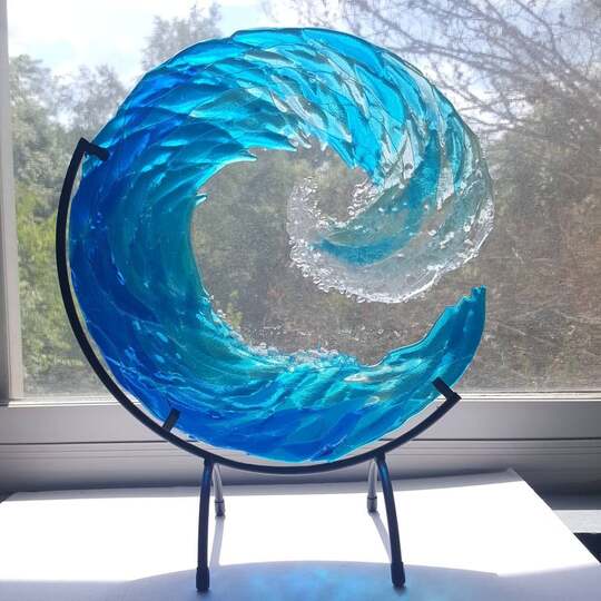 Ocean Wave Fused Glass Sculpture